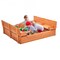 Kids Wooden Sandbox, 52.4×47.2" Outdoor Sand Pit with Bench Seats and Liner